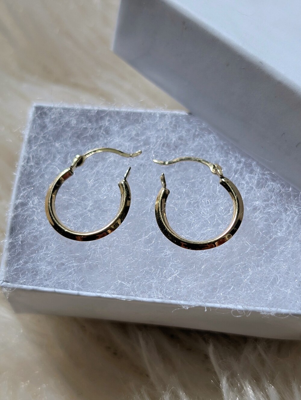 Real 10K Gold Tube Hoop Earrings